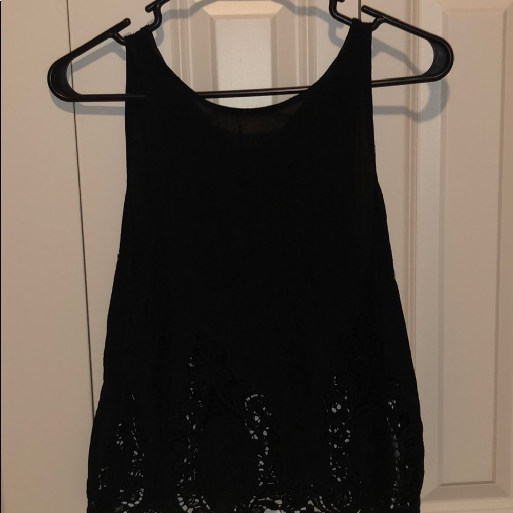 Black tank top with detailed bottom